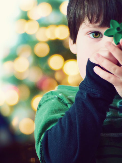 christmas bokeh boy