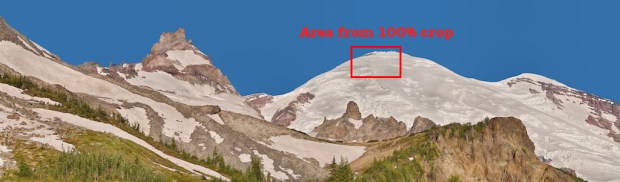 100% crop Rainier morning ascent